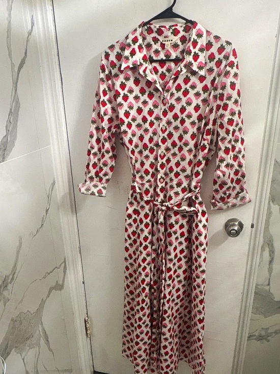 Boden Dresses & Skirts - Boden White Dress with Red Strawberry Print
